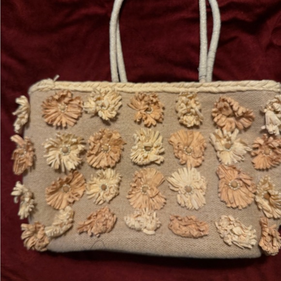 Handbags - Floral Beige Tote Bag